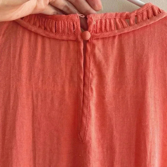 ALYA Shift Dress with Braided Fabric Neckline, Peach Mini Dress, Size XS - Picture 9 of 15